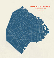 Wall Mural - Buenos Aires map vector poster flyer