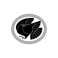 hawks, birds, Japanese family crest style vector icon illustration