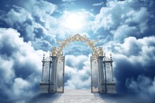 Majestic Afterlife Entrance.Gates Of Heaven Entrance To Meeting God. Generative Ai