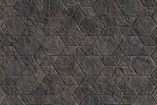Dirty Black Tiles Made Of Hexagonal And Diamond Shapes. Illustration As Design Element For Website Background And Slide Show Templates