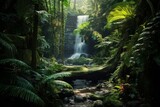 Fototapeta Las - Waterfall in jungle. Generative AI