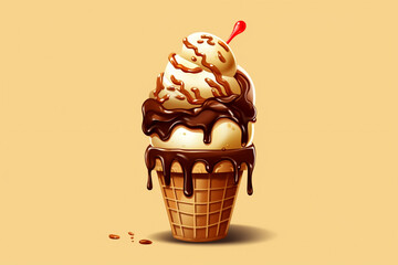 Wall Mural - Chocolate ice cream in a waffle cup