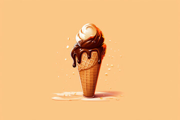 Wall Mural - Chocolate ice cream in a waffle cup