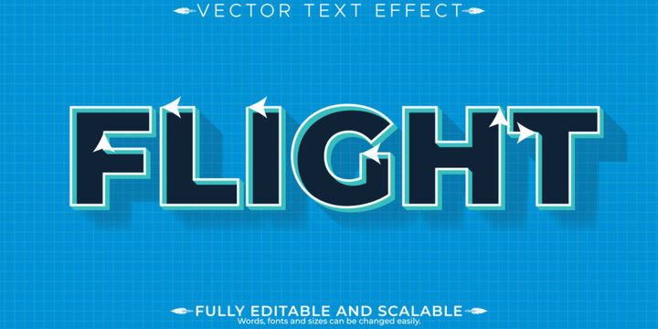Flight text effect, editable plane and travel text style