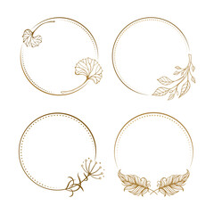 Wall Mural - Vector round dotted frames set. Floral elements decoration