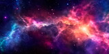 Fototapeta Fototapety kosmos - star particle motion on black background, starlight nebula in galaxy at universe Space background. Generative AI