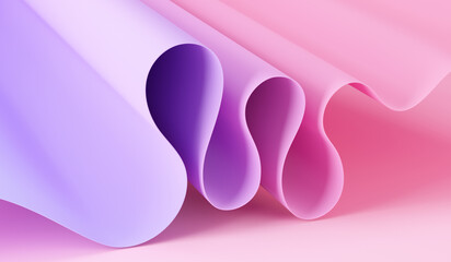 Wall Mural - Abstract background with wavy shape, modern wallpaper with colorful wavy folds. 3d rendering illustration.