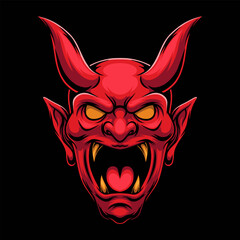 Wall Mural - illustration of devil head with vintage style