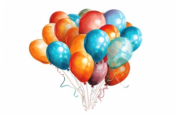 Sticker - drawing of colored balloons isolated on white background. Generated by AI.