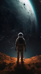 Canvas Print - astronaut exploring alien worlds in deep space