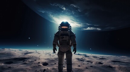 Canvas Print - astronaut exploring alien worlds in deep space