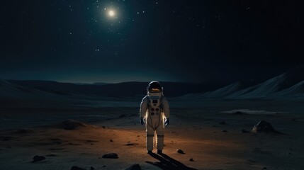 Canvas Print - astronaut exploring alien worlds in deep space
