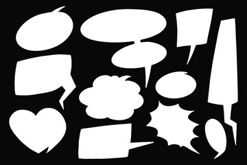 Wall Mural - Hand drawn black and white speech bubble set design