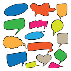 Wall Mural - hand drawn colorful speech bubble set design