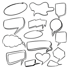 Wall Mural - hand drawn sketch speech bubble set