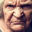 Close-Up Portrait Of An Angry Elderly Lady - AI Image