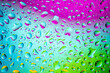 カラフルな水滴のマクロ写真　Macro photo of colorful water droplets