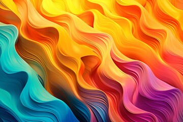 Wall Mural - abstract colorful 3d background with flames and waves, generative ai