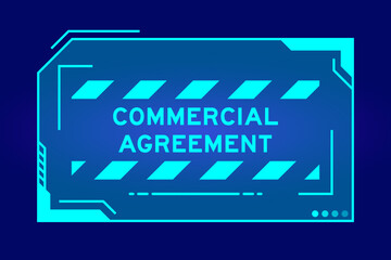 Sticker - Futuristic hud banner that have word commercial agreement on user interface screen on blue background