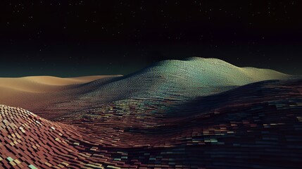 Wall Mural - abstract minimalistic landscape with clouds on dark background, generative ai