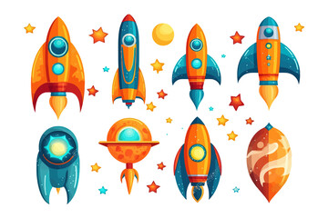 Poster - Rocket  set collection graphic clipart design. Generative AI