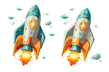 Poster - Rocket  set collection graphic clipart design. Generative AI