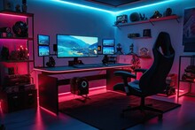 Gaming Room With RGB. Generative AI
