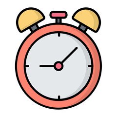 Wall Mural - Alarm Clock Line Color Icon