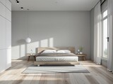 Fototapeta  - The interior of a bright bedroom. Generative by AI