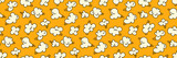 Fototapeta Dinusie - Popcorn seamless pattern on bright yellow background design. vector illustration cute cartoon style