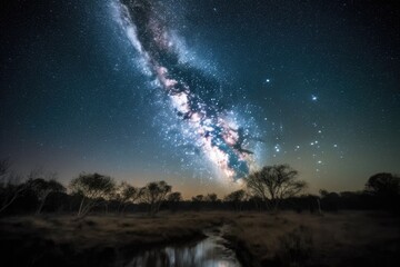 Wall Mural - a stunning view of the night sky, with thousands of stars and galaxies shining brightly, created wit