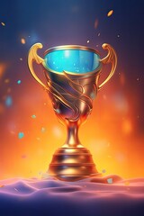 golden champion cup trophy for winner background. generative ai