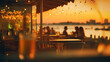© Sascha - Seaside Soiree: A Serene Evening at the European Beach Bar. Generative AI