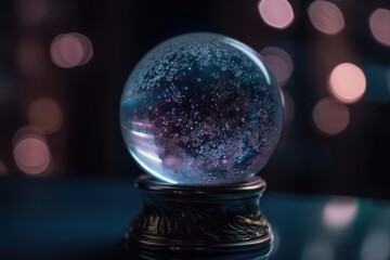 Wall Mural - close-up of magical crystal ball, with glittering stars and galaxies in the background, created with
