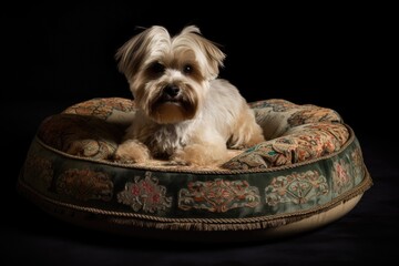 Wall Mural - luxury pet bed made of silk and velvet with intricate embroidery, created with generative ai