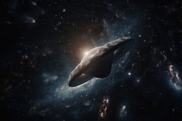 Wall Mural - alien life form, with view of the stars and galaxies, floating in space, created with generative ai