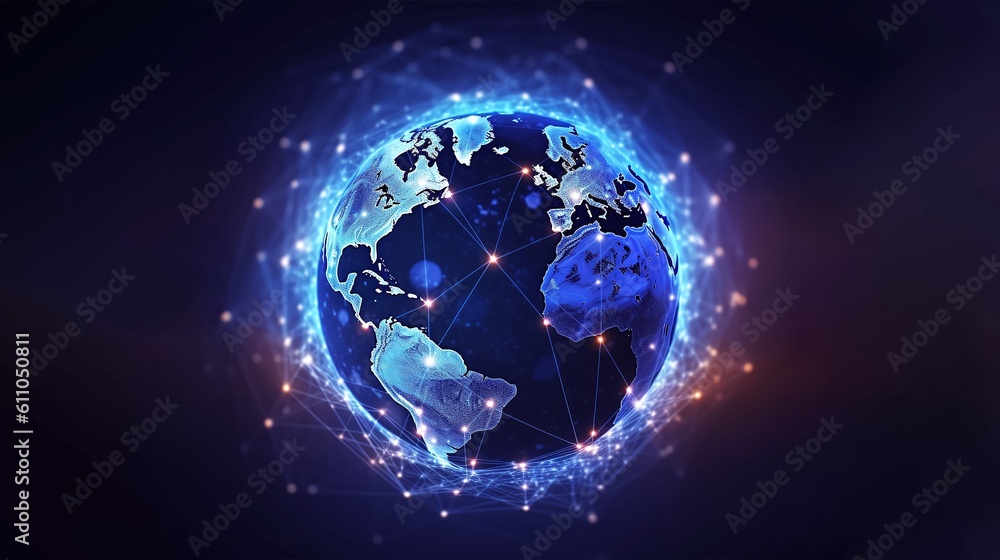 Digital globe - abstract illustration of a data technology. Network ...
