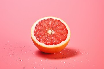 Wall Mural - sliced grapefruit on a pink background, Generative AI