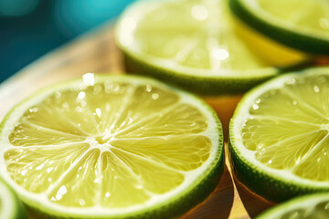 lime slices close up view, generative AI