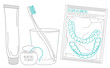 Oral health kit. Editable vector illustration in outline style