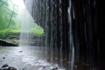 Canvas Print - close-up of cascading waterfalls, with droplets falling in slow motion, created with generative ai