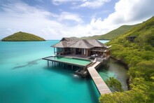 Remote Island Retreat With A Private Infinity Pool And Stunning Views Of The Ocean, Created With Generative Ai