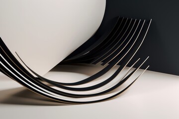 Canvas Print - 3d minimalist geometric artwork, featuring sleek lines and curves, created with generative ai