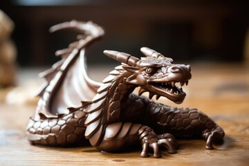 Poster - chocolate sculpture of a dragon, made for imaginary world, created with generative ai