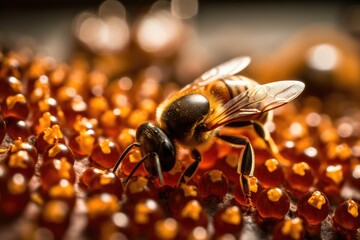 Canvas Print - close-up of bee pollen, with intricate and beautiful patterns visible, created with generative ai