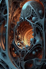 Poster - 3d rendered fractal shapes and patterns, created with generative ai