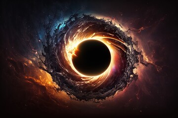 Poster - black hole in space. big bang. ai generated