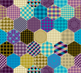 Fototapete - Textille patchwork pattern. Seamless Vector image.