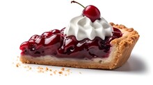 Summer Time Cherry Pie Isolated On A White Background With Copy Space