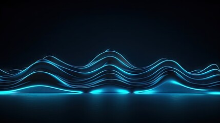 a blue wave of light on a black background. abstract background created with generative ai technolog